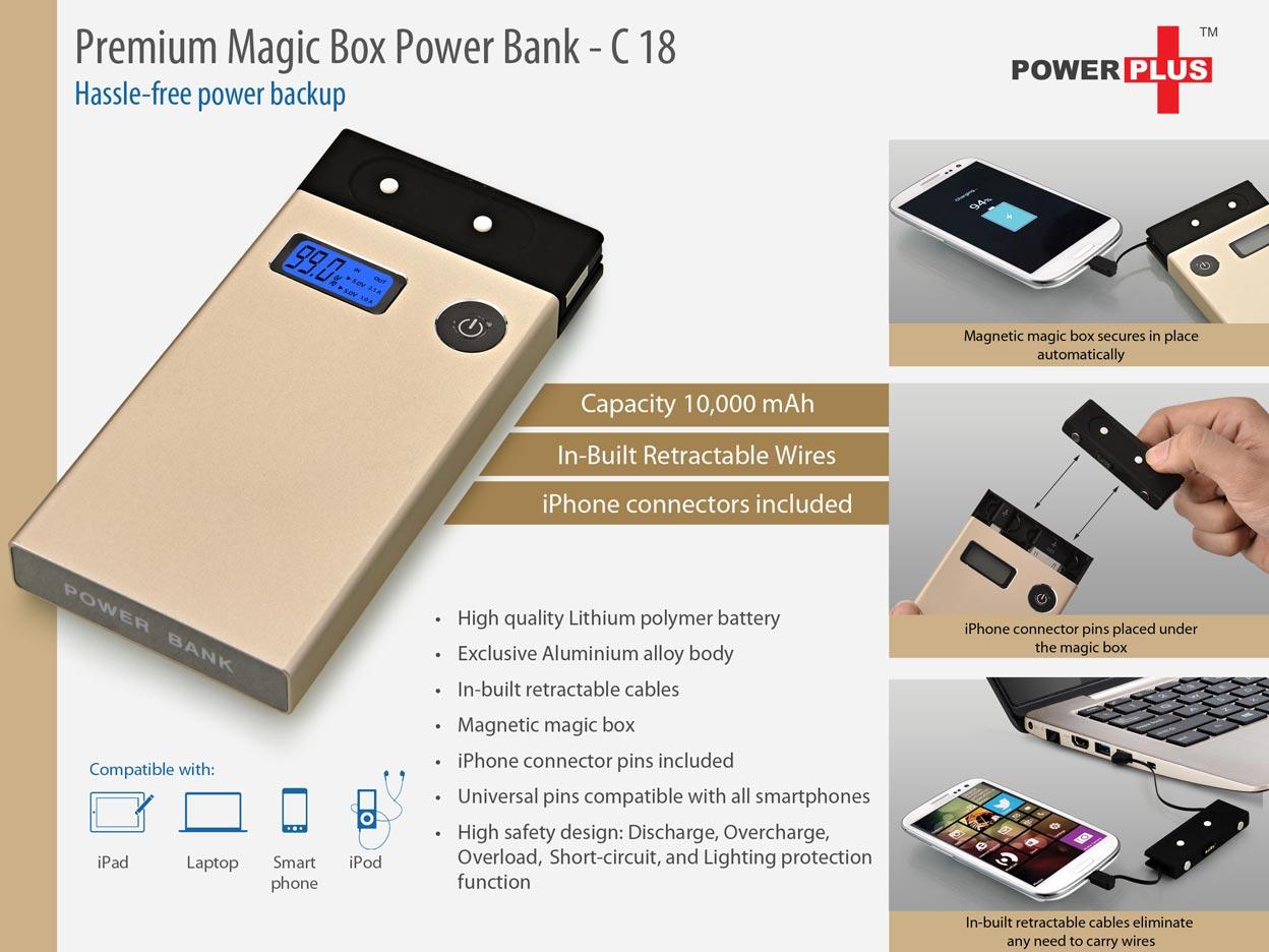 Magic Box Premium Power Bank (10000 MAh) (In-Built Cables) (For