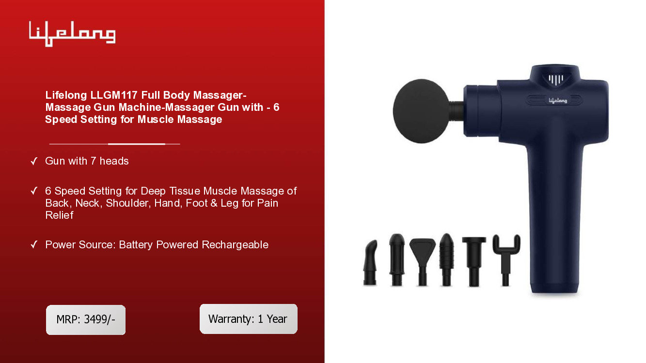 Lifelong Full Body Massager-Massage Gun Machine-Massager Gun with - 6 Speed Setting for Muscle Massage