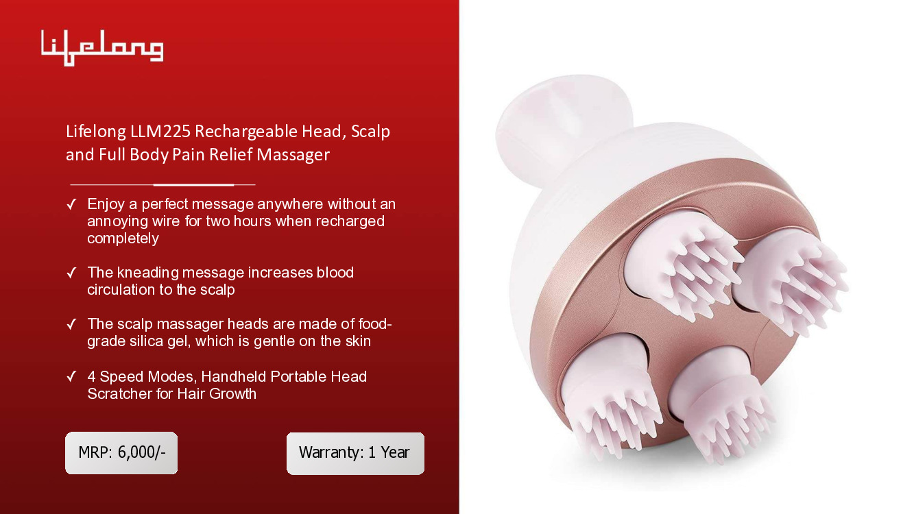 Lifelong Rechargeable Head, Scalp and Full Body Pain Relief Massager