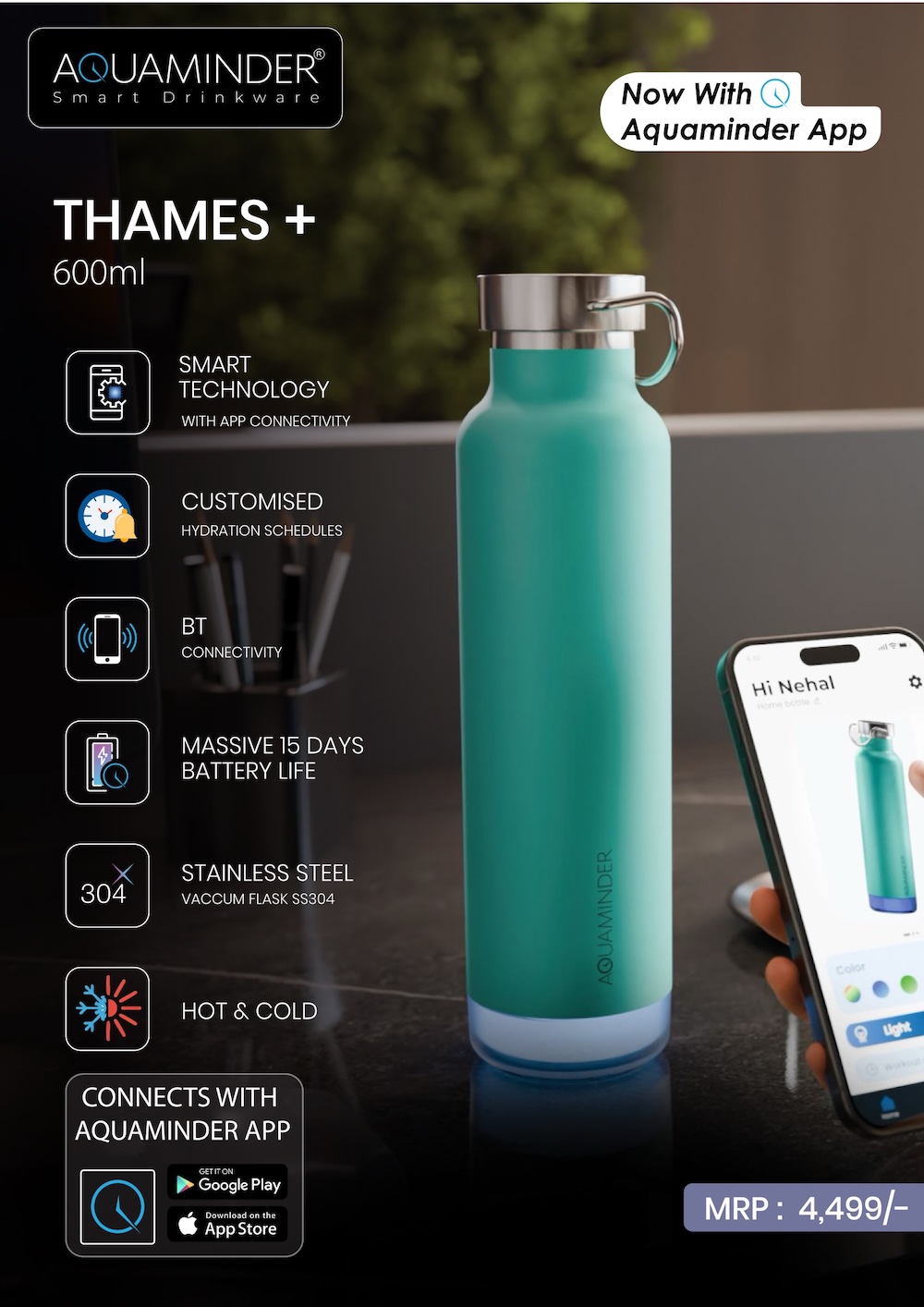 Thames+ Reminder Hot & Cold Bottle - 600ml - With App