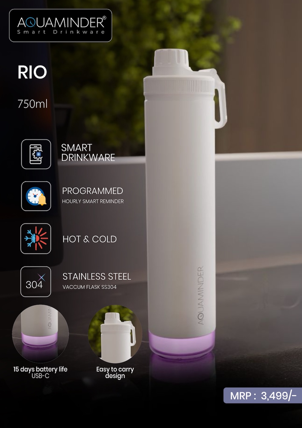 Rio Reminder Hot & Cold Bottle - 700ml