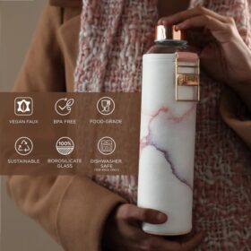 Glasafe Vego Sip Glass Bottle 750ml Coral Peach