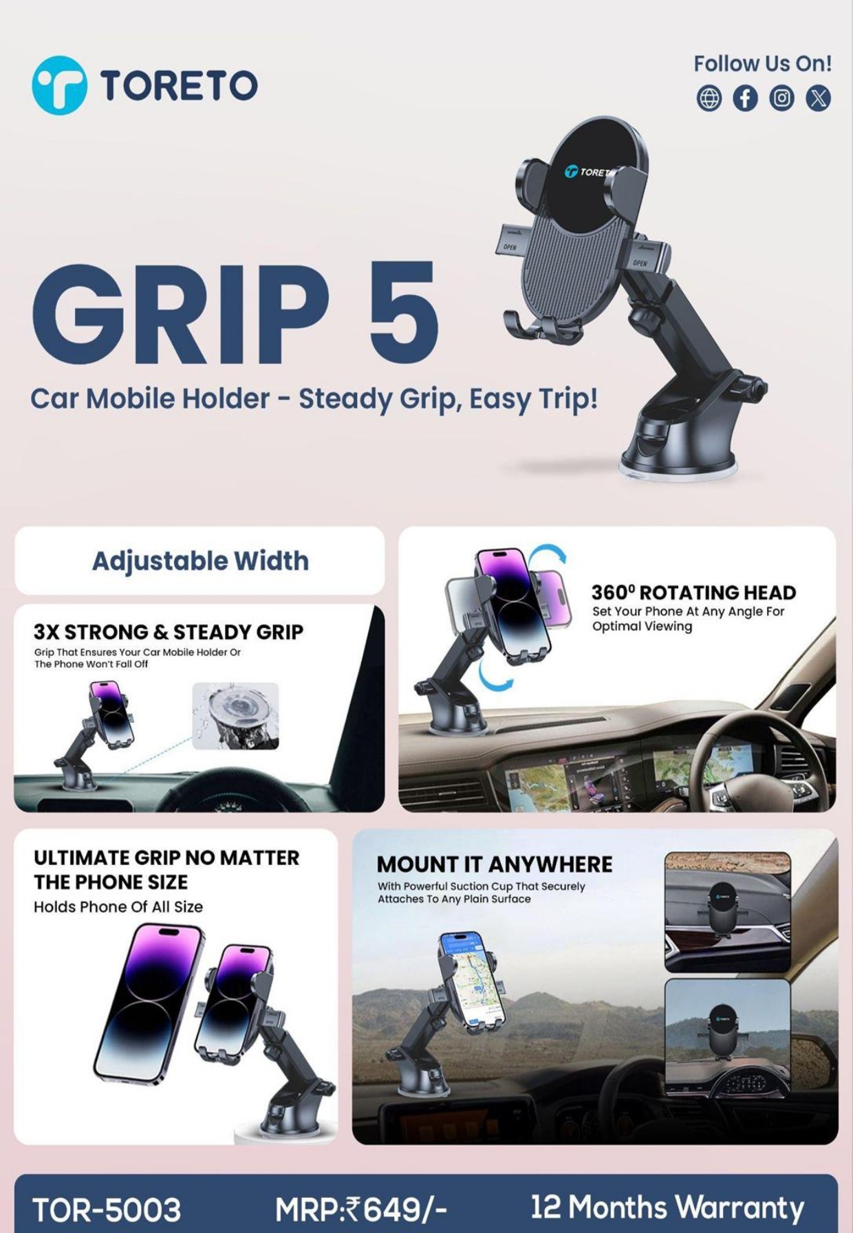 Toreto Grip-5 Mobile Holder