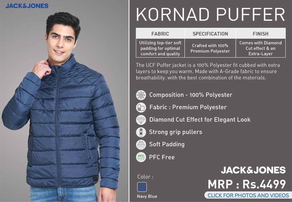 Jack & Jones Kornard Puffer Jacket - Navy Blue