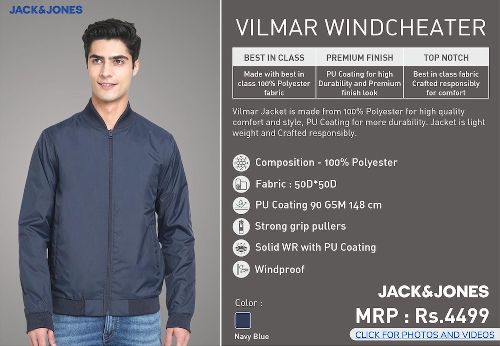 Jack & Jones Vilmar Wind Cheater Jacket - Navy Blue