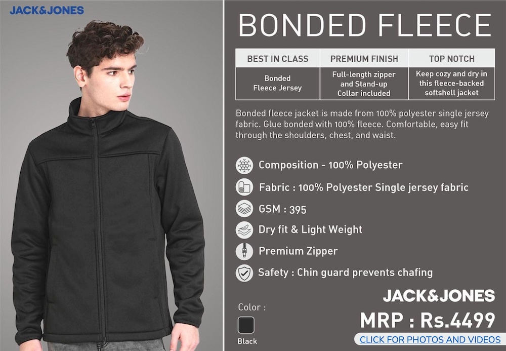 Jack & Jones - Bonded Fleece Jacket - Black