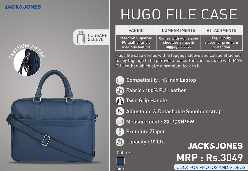 Jack & Jones Hugo File Case - Blue