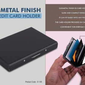 Gunmetal finish SS Credit card holder - 6 Card slots