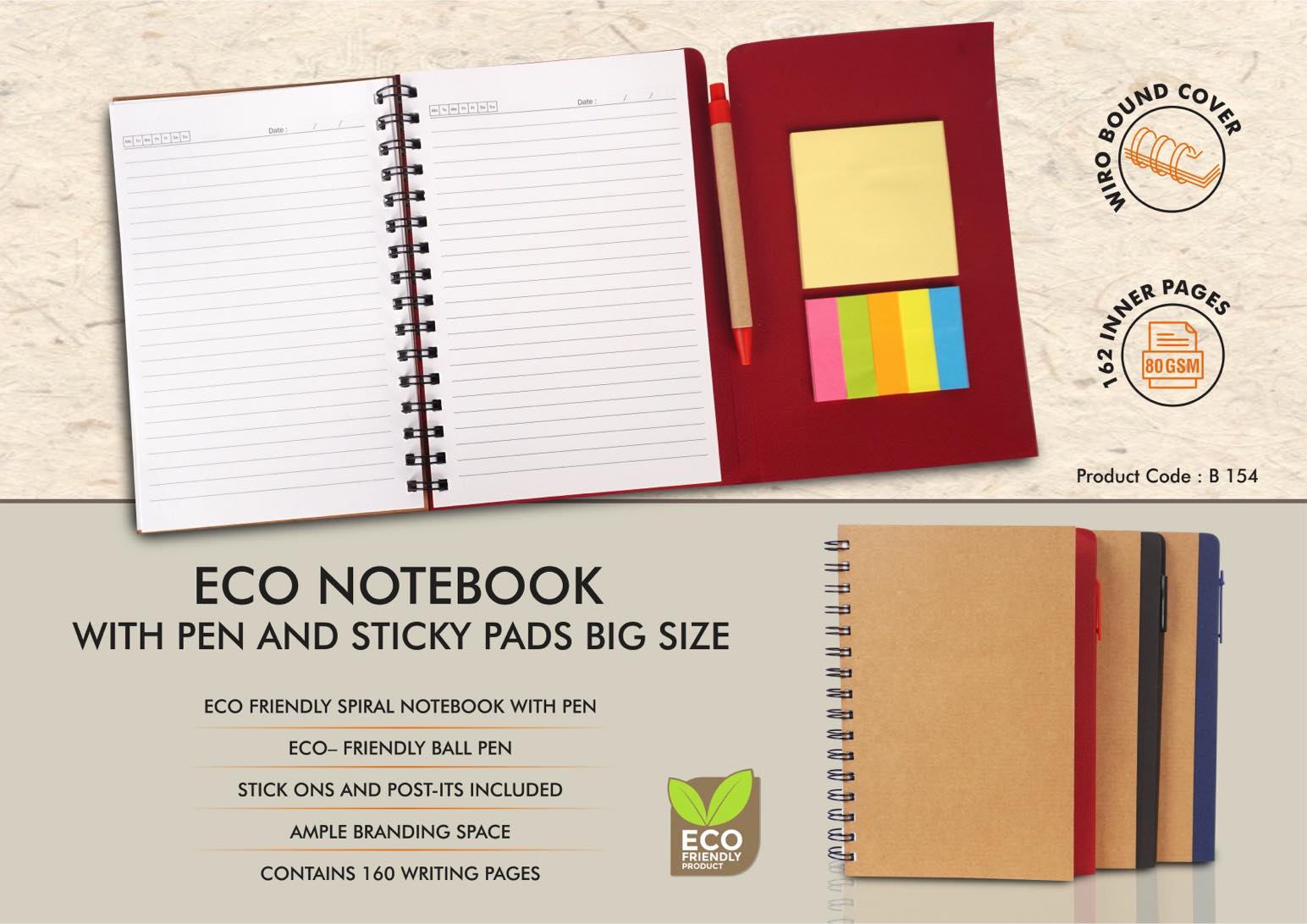 Eco Notebook With Pen And Sticky Pads big size