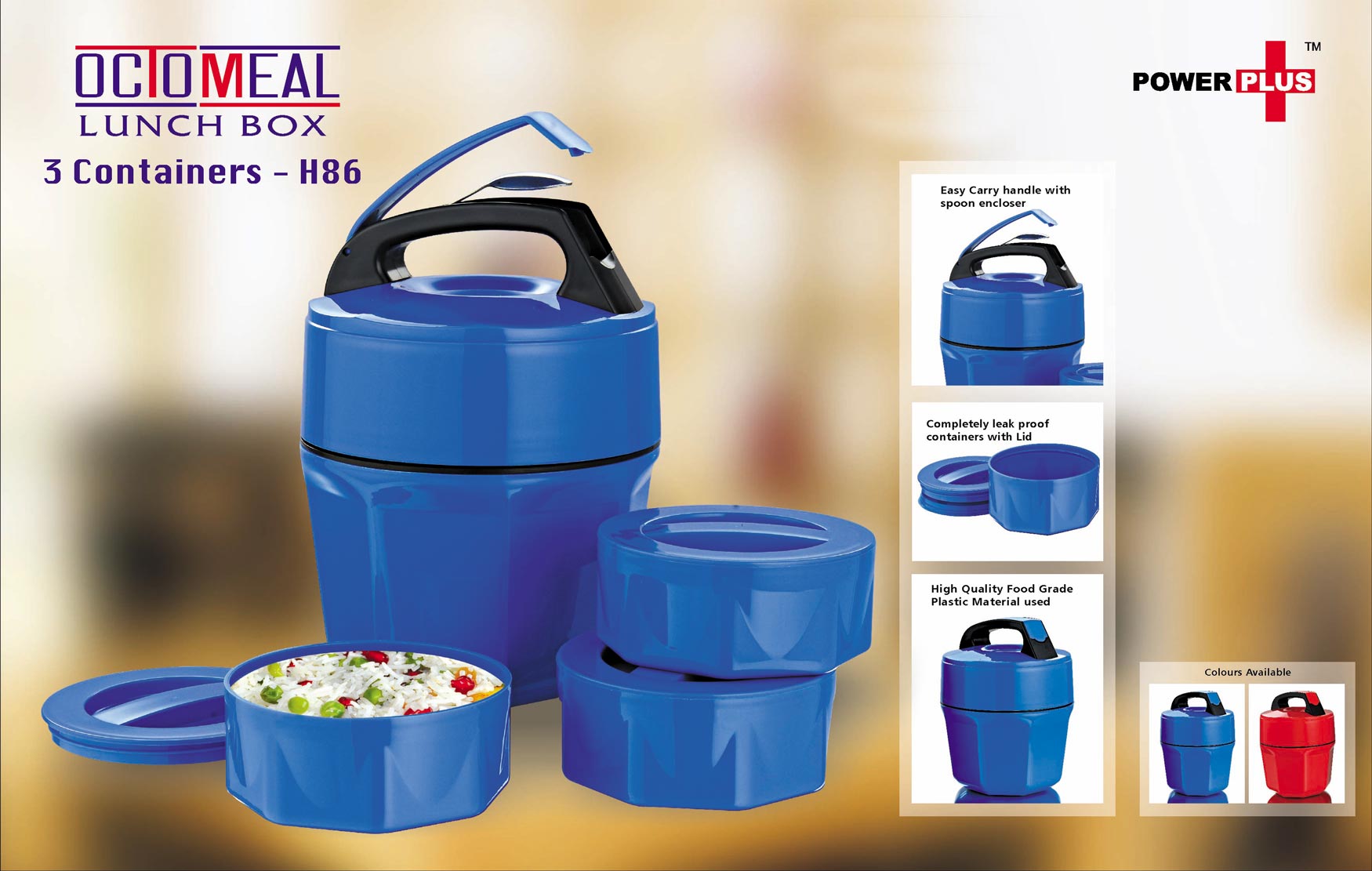 Octomeal Lunch Box- 3 containers (plastic)