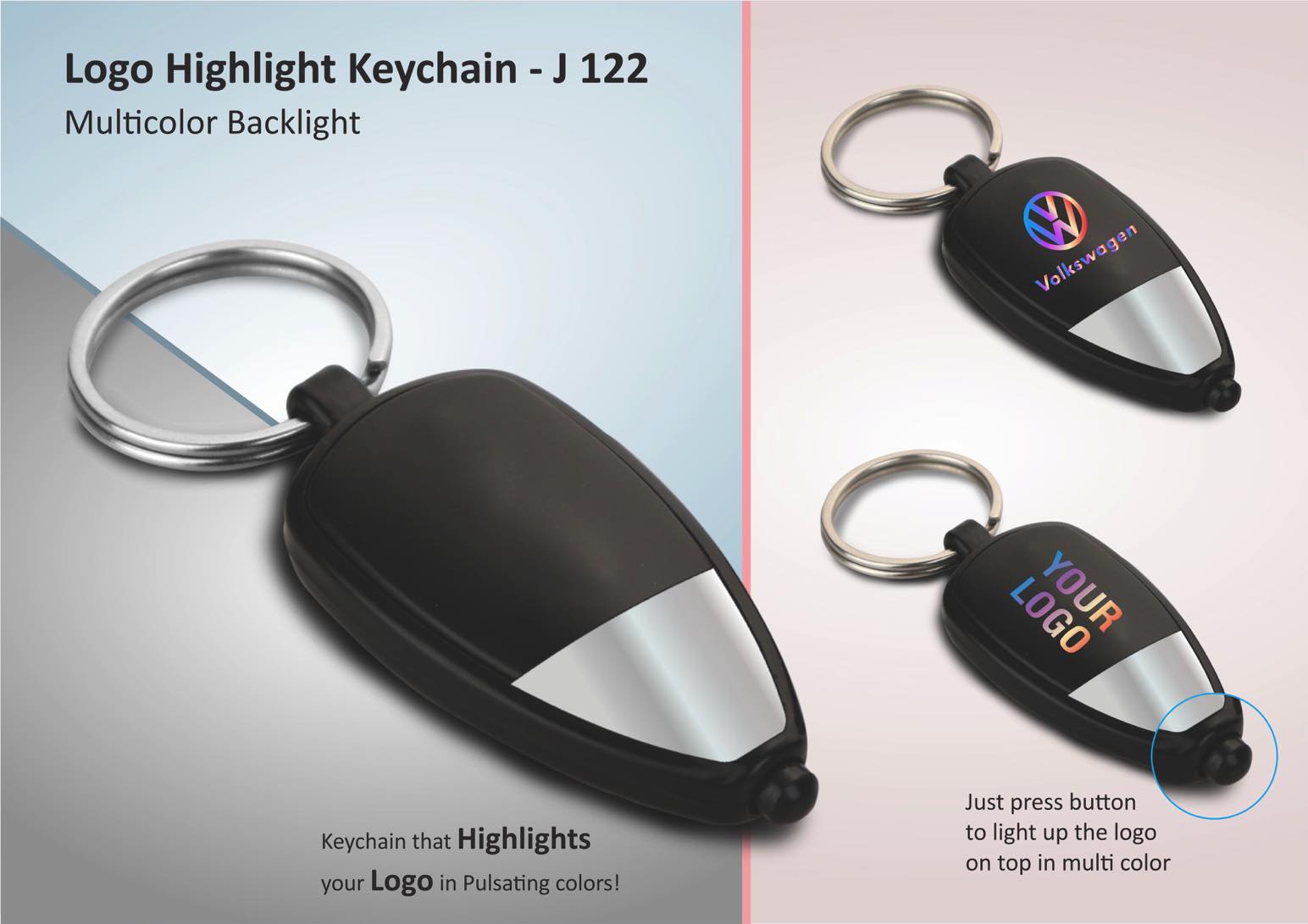 Two tone Logo highlight keychain (multicolor backlight)