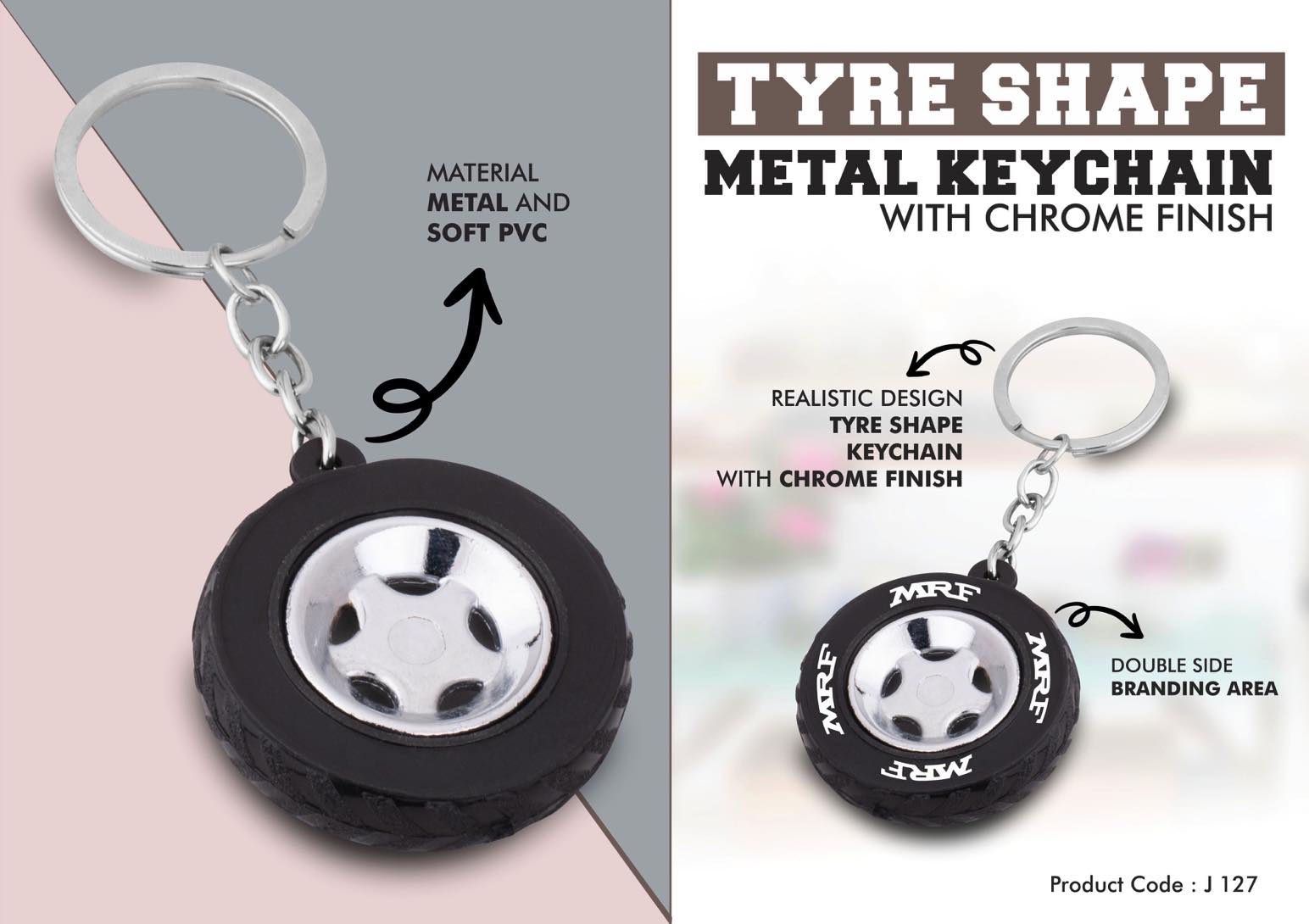 Tyre Shape Keychain with Chrome finish