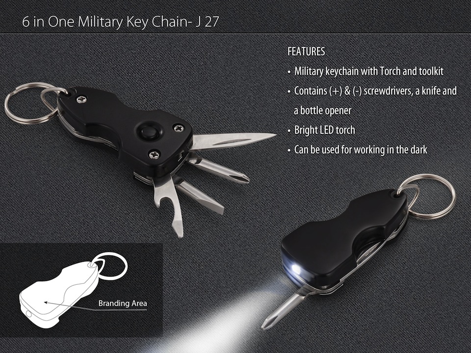 6in1 military key chain (with toolkit and torch)