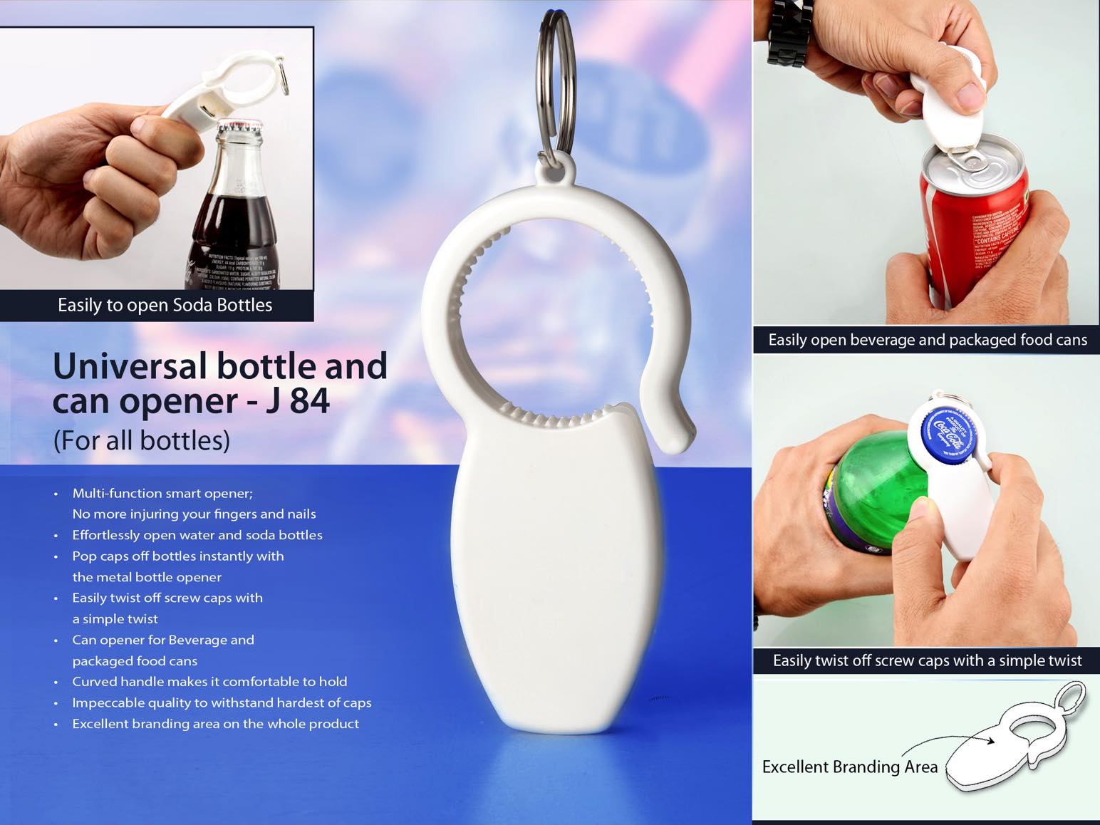 Universal bottle and can opener: For all bottles