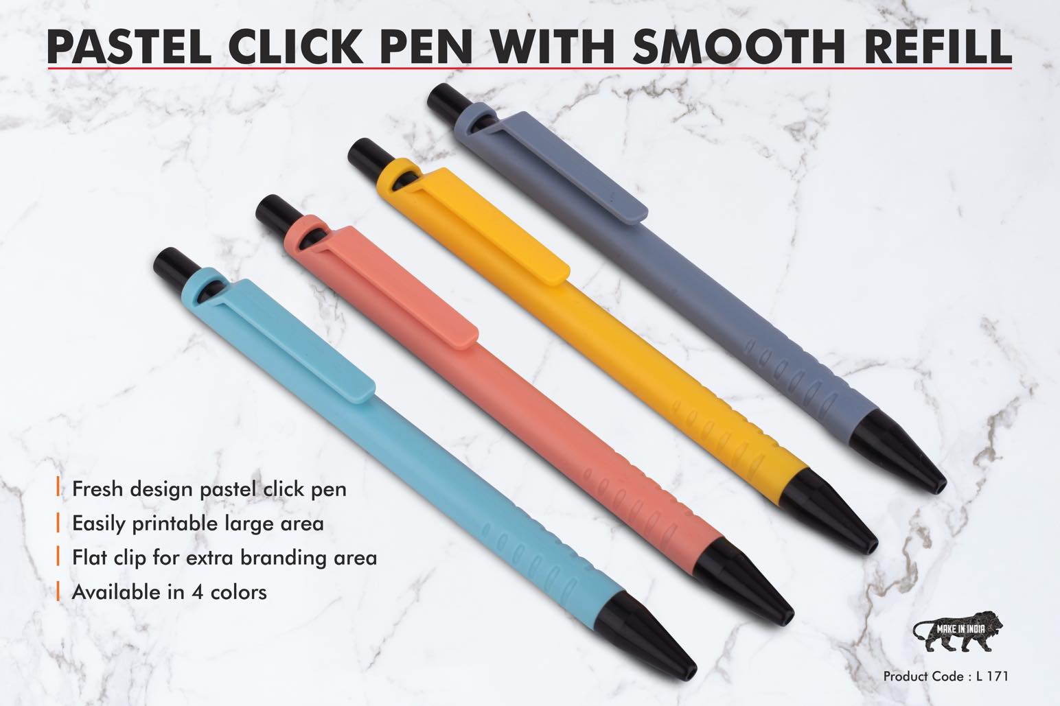 Pastel Click Pen with smooth refill