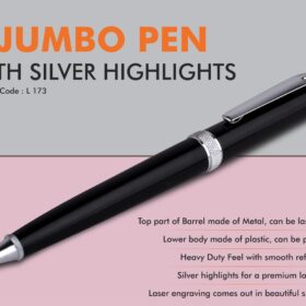 Jumbo pen with Silver highlights - Metal and plastic barrel