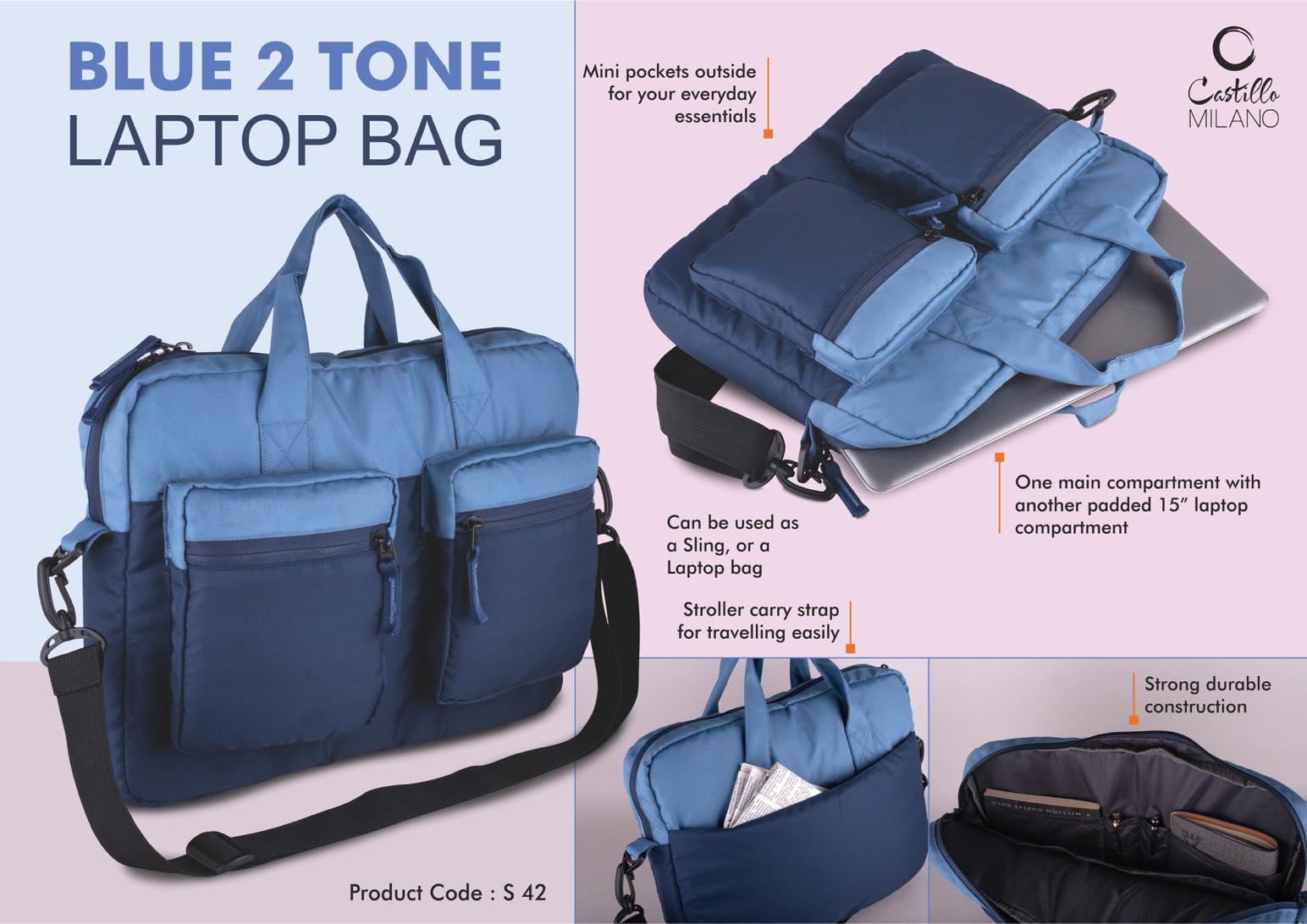 Slim 2 tone Laptop bag