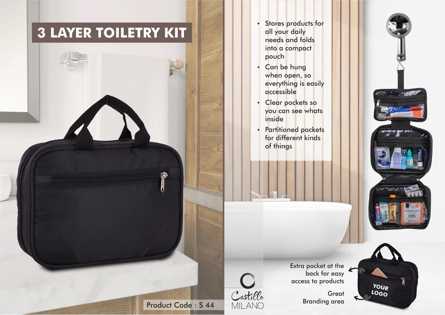 3 Layer toiletry kit - Medium size