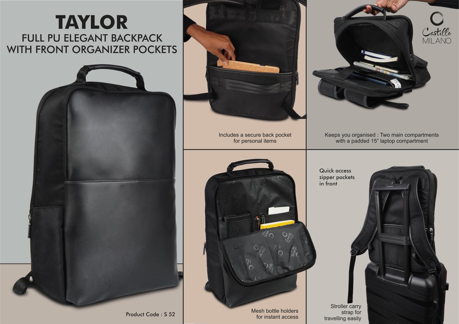 Taylor Full PU elegant backpack bag