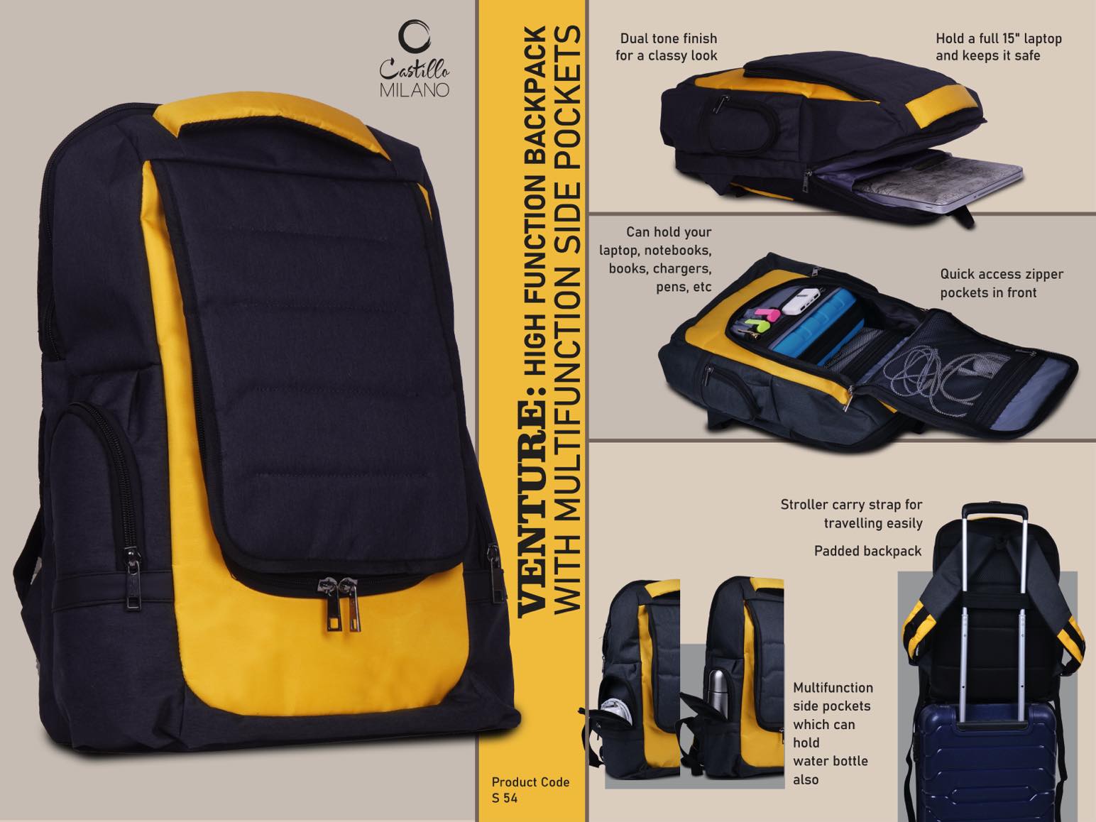 Venture- High function backpack with multifunction side pockets