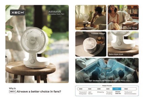 Xech Airwave Noiseless Desk Fan