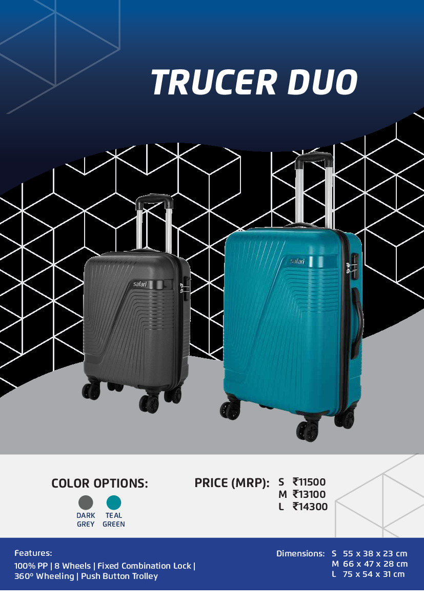 Safari Trucer Duo Trolley Suitcase 55 cm