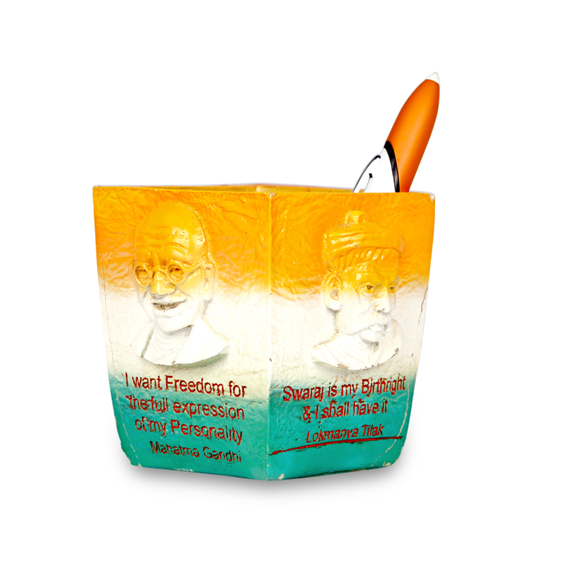 Fiber Tri Color Freedom Fighter Pen Stand - India