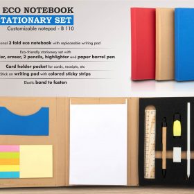 3 fold Eco Notebook with stationary set - Customizable notepad