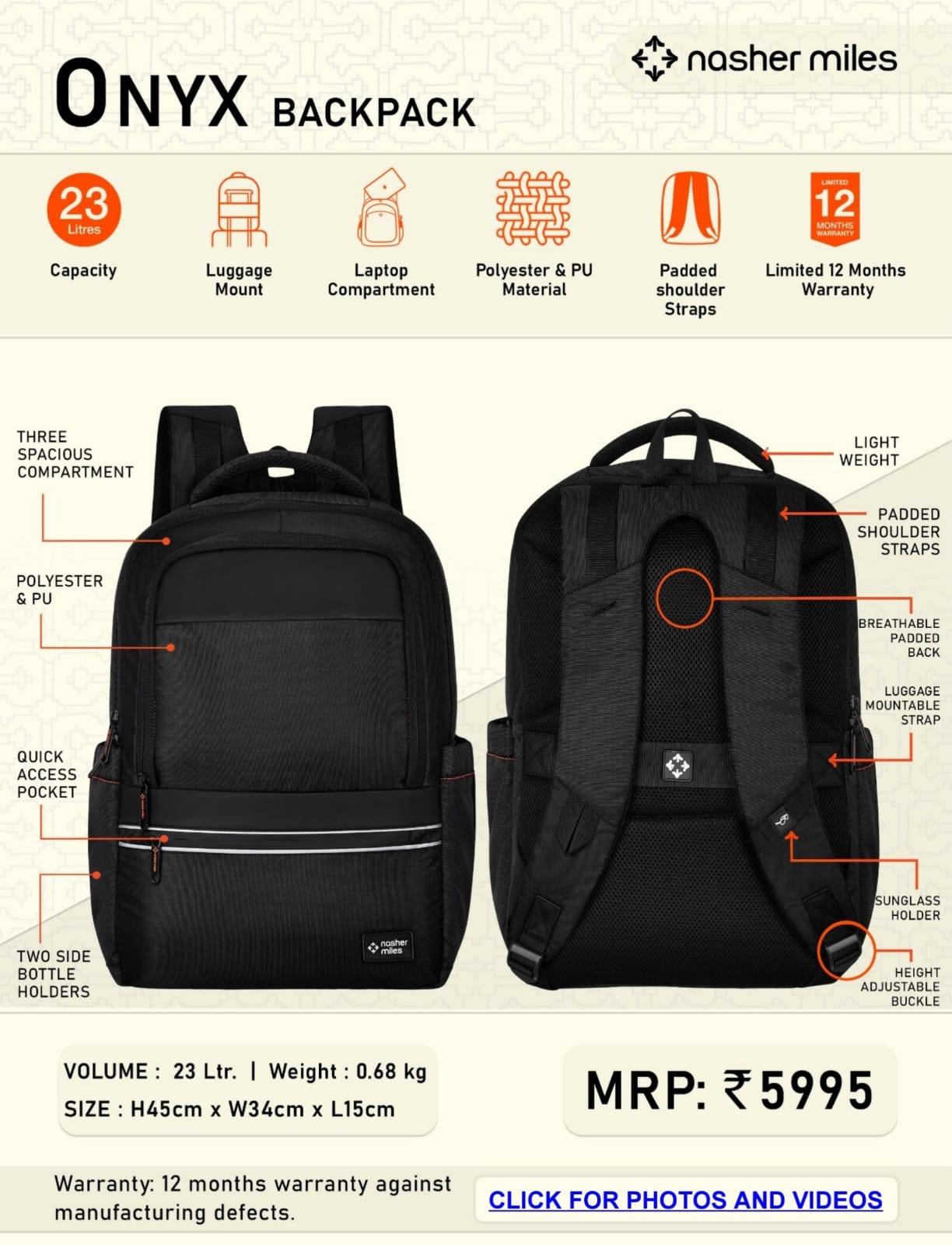 Nasher Miles Onyx BackPack