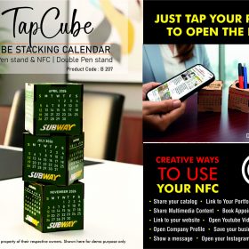 TapCube: 3 Cube Stacking Calendar with Pen stand & NFC - Double Pen stand