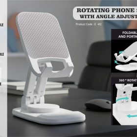 Rotating phone stand with Angle adjustment – Height adjustable – Foldable body