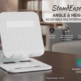 StandEase L: Angle & Height adjustable multipurpose stand - Suitable for mobile & tablets - Rotating base - Heavy metal base - Foldable body